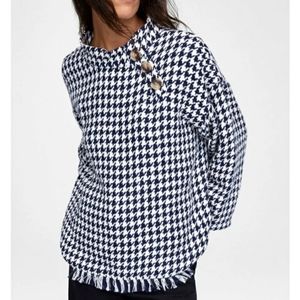 Zara houndstooth highneck sweater